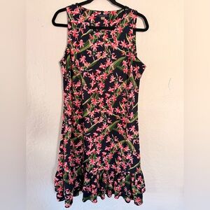 Tommy Hilfiger Floral Midi Dress - Pink and Green on Navy